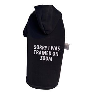 Fab Dog Pet Apparel NWT XL Black Coat "Trained on Zoom" $13 Hood